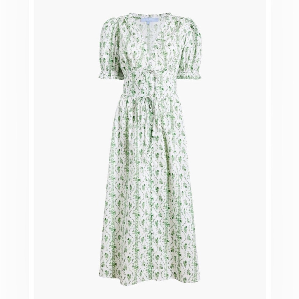 Hill House Sabrina Nap Dress in Green Vine Stripe M